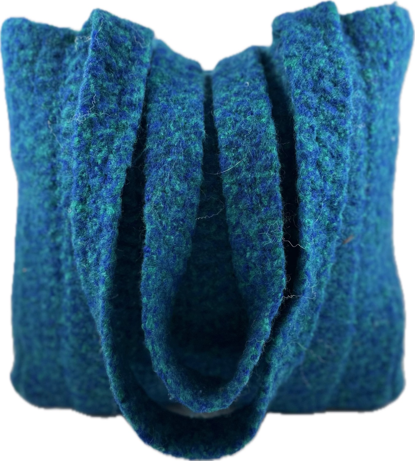 Teal blue marled felted tote